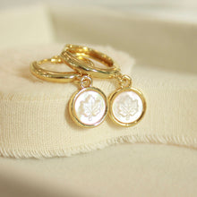 Load image into Gallery viewer, Maple Etched Pearl Hoops