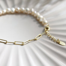 Load image into Gallery viewer, Clara Pearl mini paperclip Bracelet - Elisa Maree Jewelry