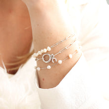 Load image into Gallery viewer, Clara Pearl mini paperclip Bracelet - Elisa Maree Jewelry