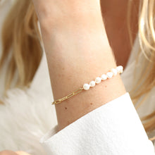 Load image into Gallery viewer, Clara Pearl mini paperclip Bracelet - Elisa Maree Jewelry