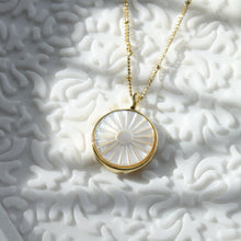 Load image into Gallery viewer, The Sun Etched Mother of Pearl Pendant Necklace - Elisa Maree Jewelry