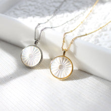 Load image into Gallery viewer, The Sun Etched Mother of Pearl Pendant Necklace - Elisa Maree Jewelry