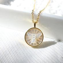 Load image into Gallery viewer, Bee Happy Etched Mother of Pearl Necklace - Elisa Maree Jewelry