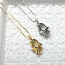 Load image into Gallery viewer, Devine Protection Hamsa Pendant Necklace - Elisa Maree Jewelry