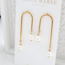 Load image into Gallery viewer, Pearl Drop Arch Earrings
