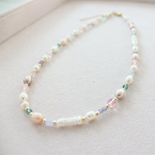 Load image into Gallery viewer, Pearl Festival Necklace- Mixed Pearl, Crystal and Seaglass Necklace