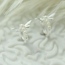 Load image into Gallery viewer, Devine Dragonfly Pearl Hoop Earrings