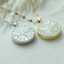 Load image into Gallery viewer, Beautiful Butterfly Carved Mother of Pearl Pendant Necklace