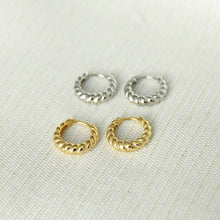 Load image into Gallery viewer, Warp Twist Huggie Earrings - Elisa Maree Jewelry