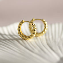 Load image into Gallery viewer, Warp Twist Huggie Earrings - Elisa Maree Jewelry