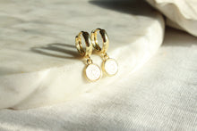 Load image into Gallery viewer, Prairie Rose Etched Mother of Pearl Drop Earrings
