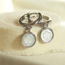 Load image into Gallery viewer, Maple Etched Pearl Hoops
