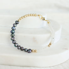 Load image into Gallery viewer, The Black Pearl and Moonstone Bracelet
