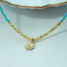 Load image into Gallery viewer, Turquoise Sun Beaded necklace
