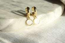 Load image into Gallery viewer, Prairie Rose Etched Mother of Pearl Drop Earrings
