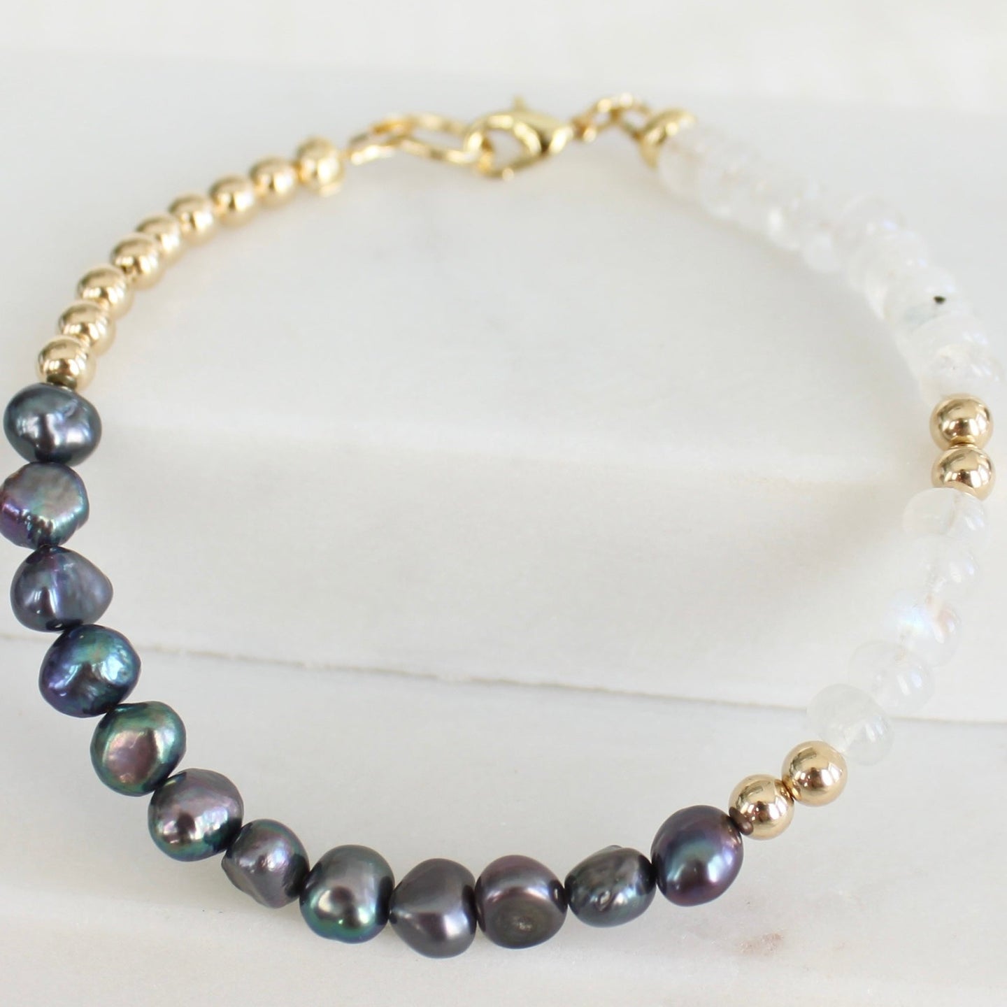 The Black Pearl and Moonstone Bracelet