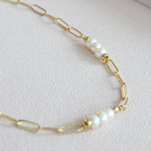 Load image into Gallery viewer, The Percy Pearl and 14k Gold Filled Paperclip chain necklace
