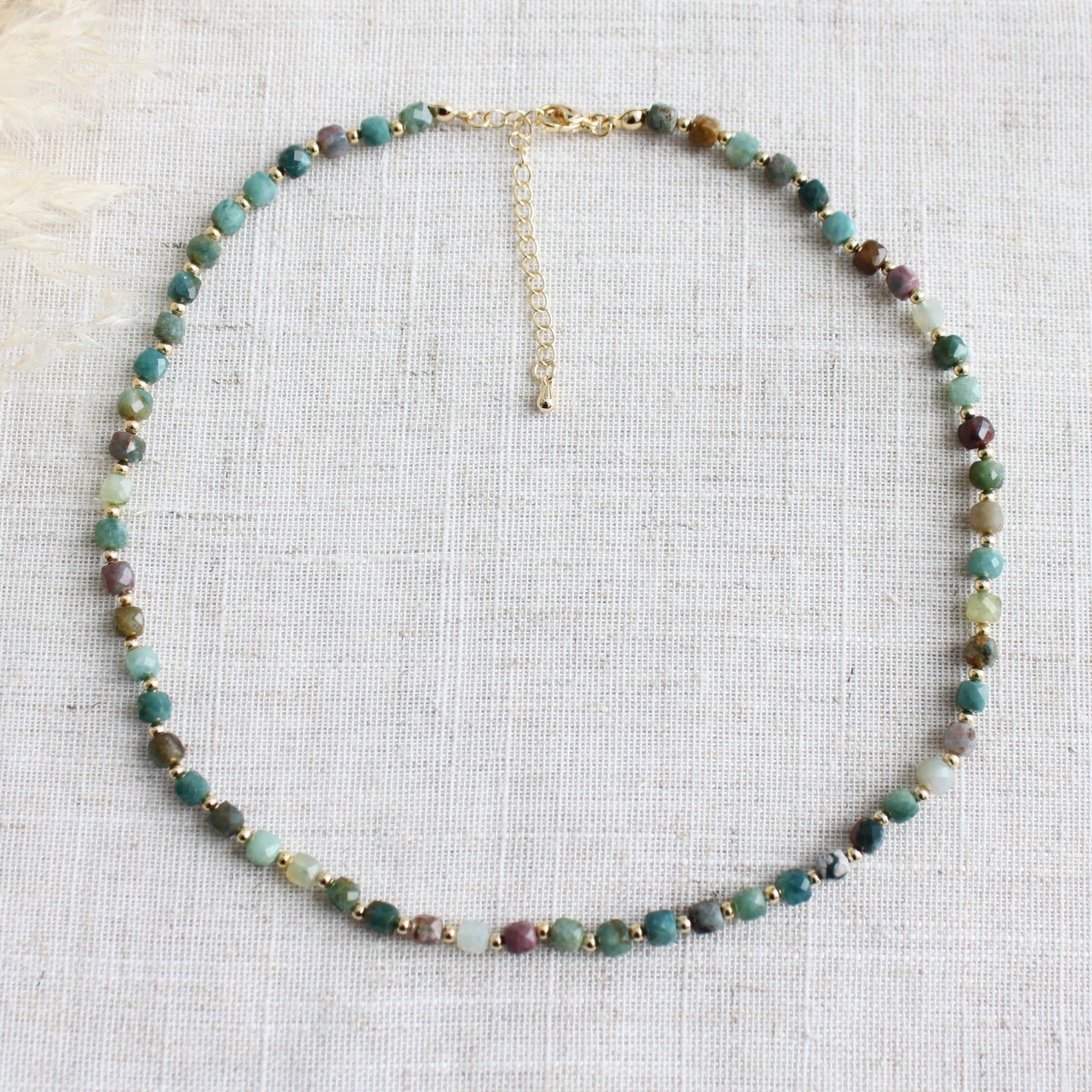 Rolling Stone Moss Agate Choker Necklace