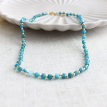 Load image into Gallery viewer, Natural Blue Apatite Multifaceted Cube Gemstone Necklace
