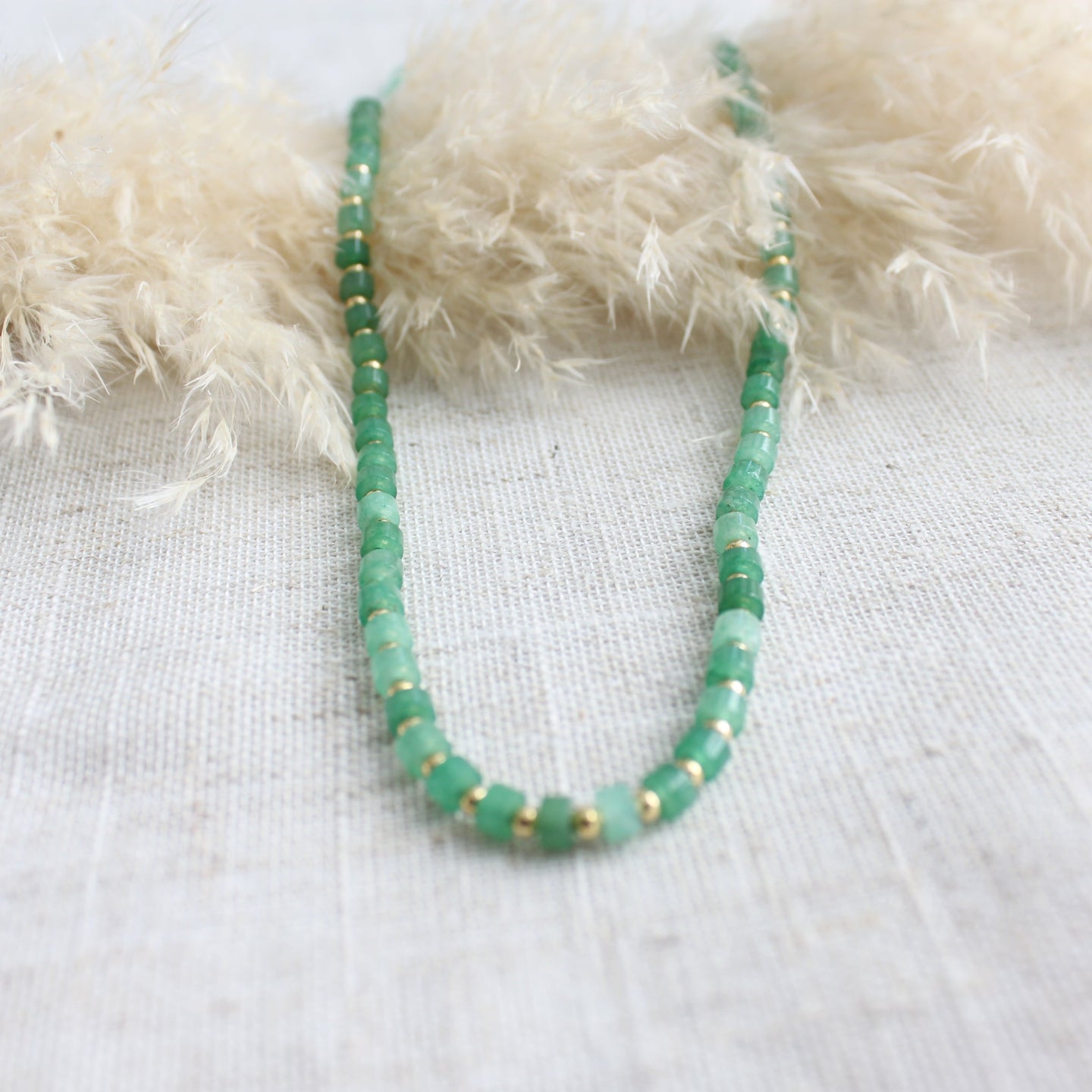 Green Agate and Gold Filled Necklace