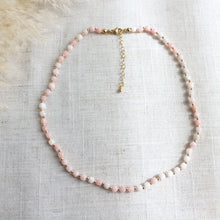Load image into Gallery viewer, Natural Pink Opal Multifaceted Cube Gemstone Necklace
