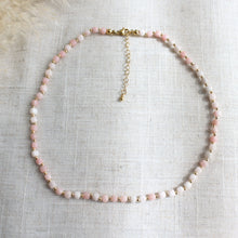 Load image into Gallery viewer, Natural Pink Opal Multifaceted Cube Gemstone Necklace
