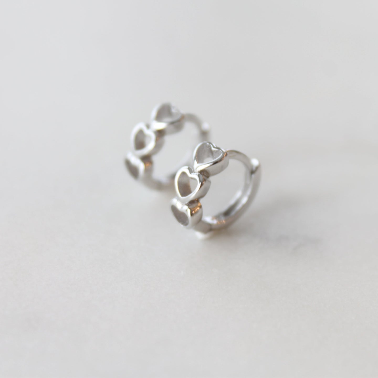 Triple Heart Huggie Earring Hoops