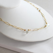 Load image into Gallery viewer, The Glacier Quartz and 14K Gold Filled Paperclip Necklace.
