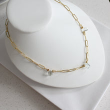 Load image into Gallery viewer, The Glacier Quartz and 14K Gold Filled Paperclip Necklace.
