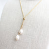 Pearl Drops Lariat Bolo Necklace