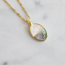 Load image into Gallery viewer, Day and Night Etched Pearl Pendant Necklace
