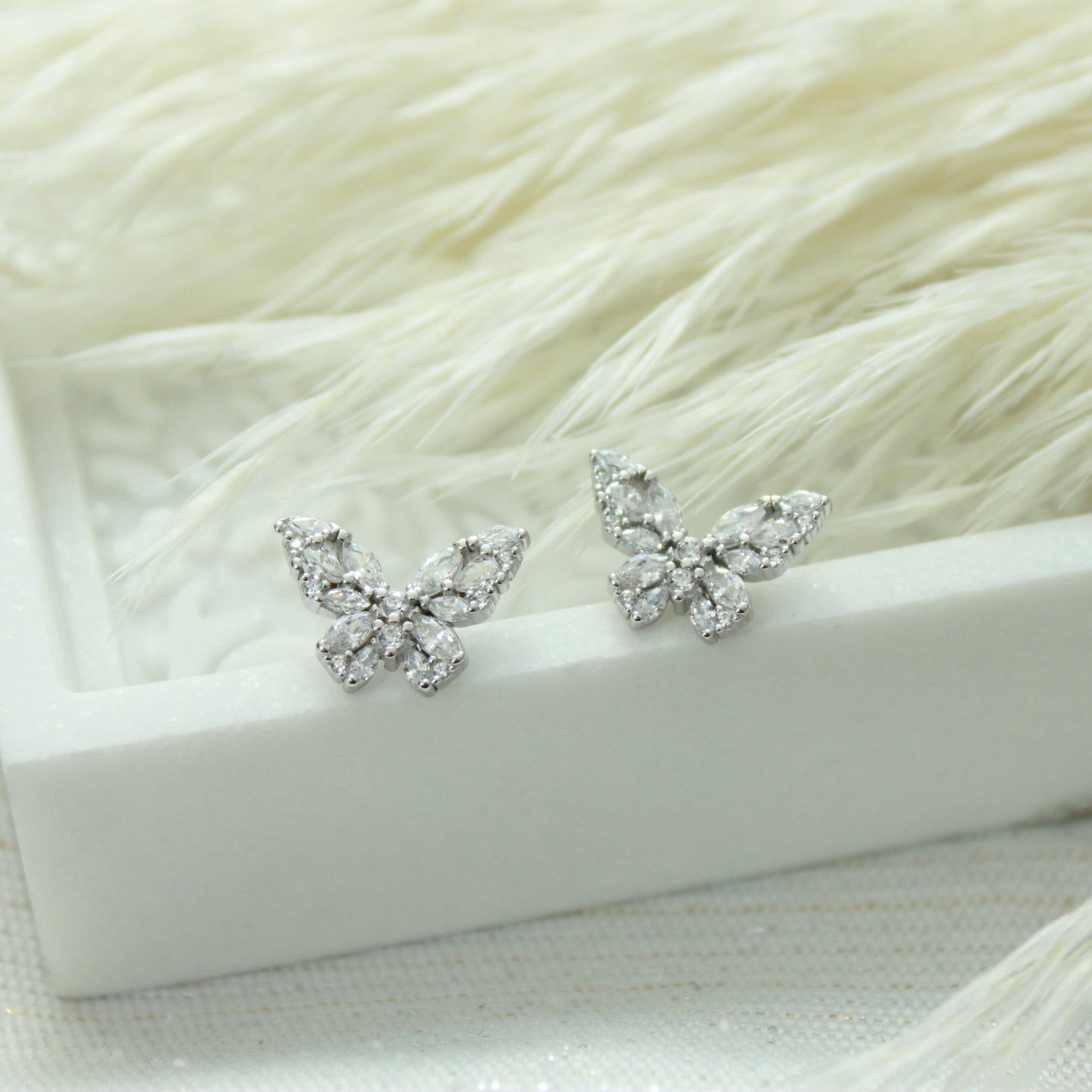 Large Crystal Butterfly Stud