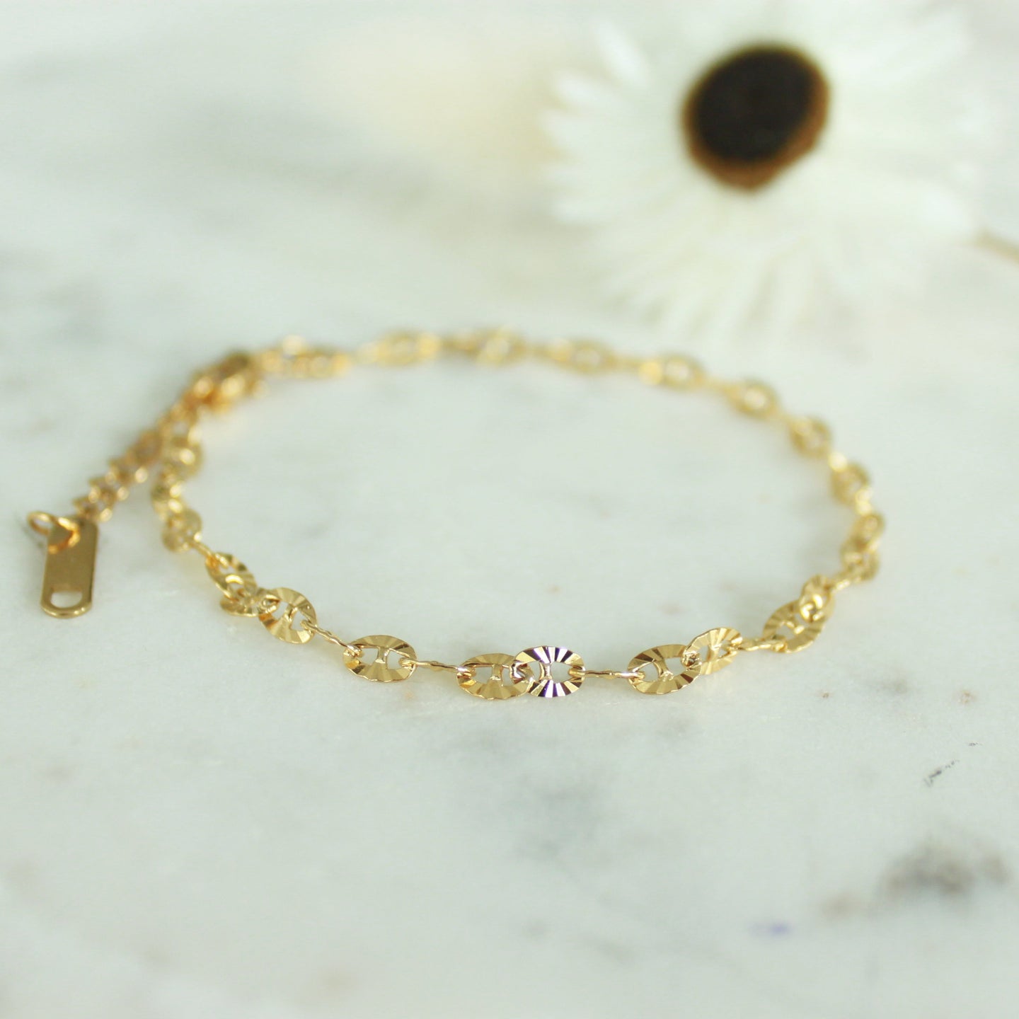 Sunburst Anchor Link Chain Bracelet