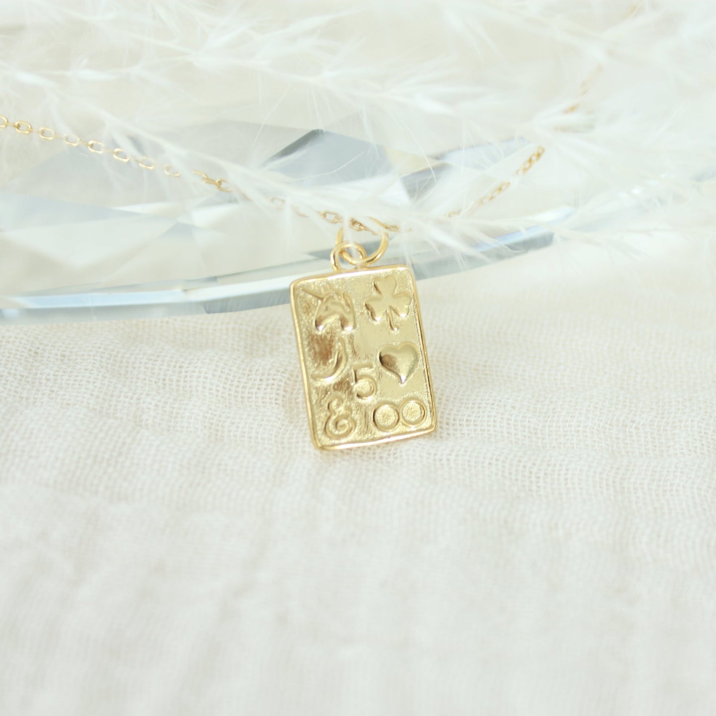 Lucky 18K Gold Vermeil Good Fortune Pendant Necklace - Elisa Maree Jewelry