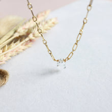 Load image into Gallery viewer, Fallen Star Quartz Point Necklace with 18K Gold Filled Mini Paperclip Chain - Elisa Maree Jewelry

