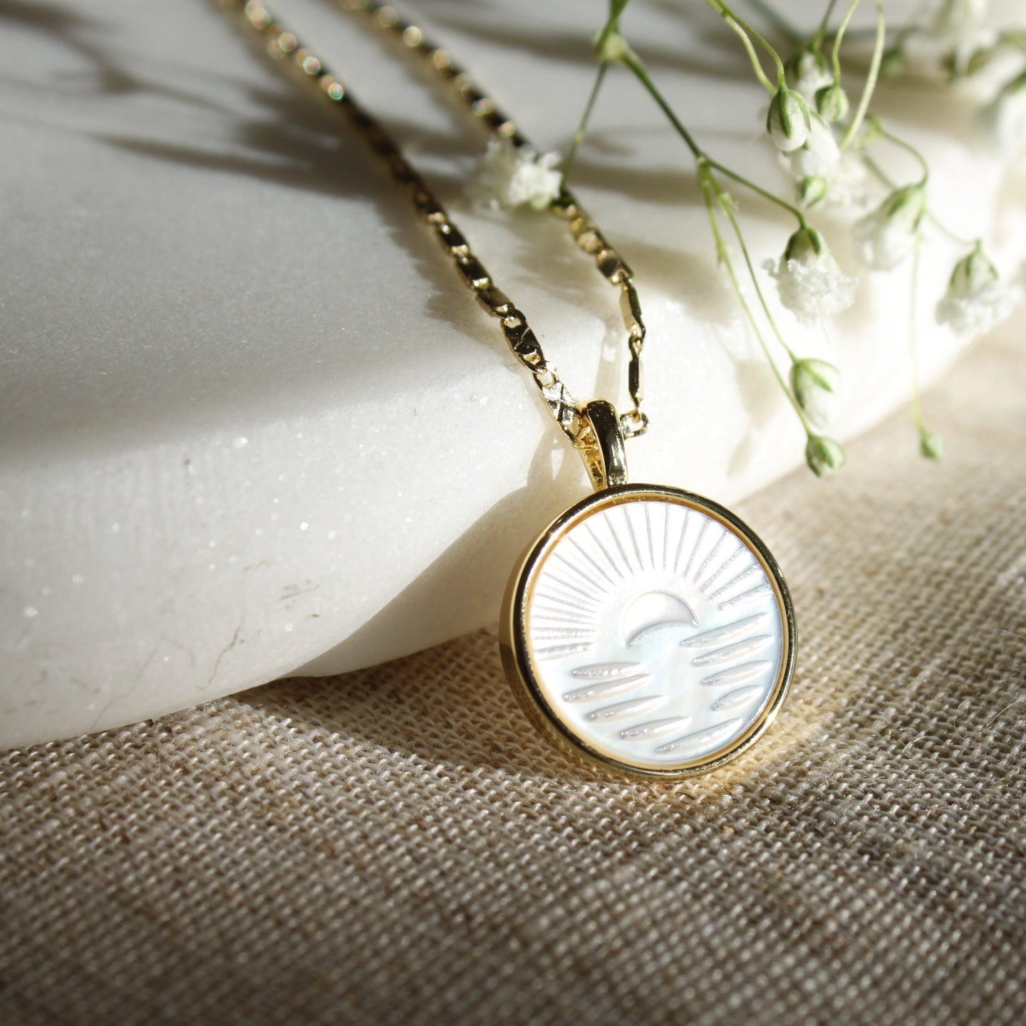 Pearly Sunrise Pendant Necklace - Elisa Maree Jewelry