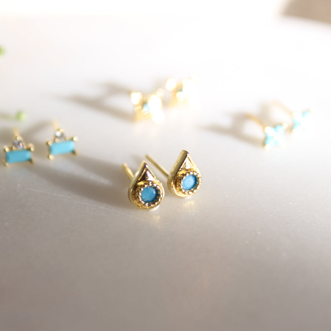 Mesi Turquoise Water Drop Stud Earrings - Elisa Maree Jewelry