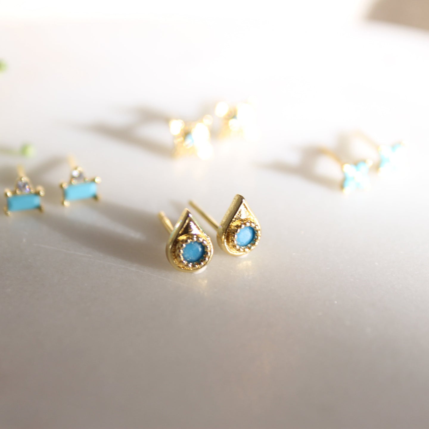 Mesi Turquoise Water Drop Stud Earrings - Elisa Maree Jewelry